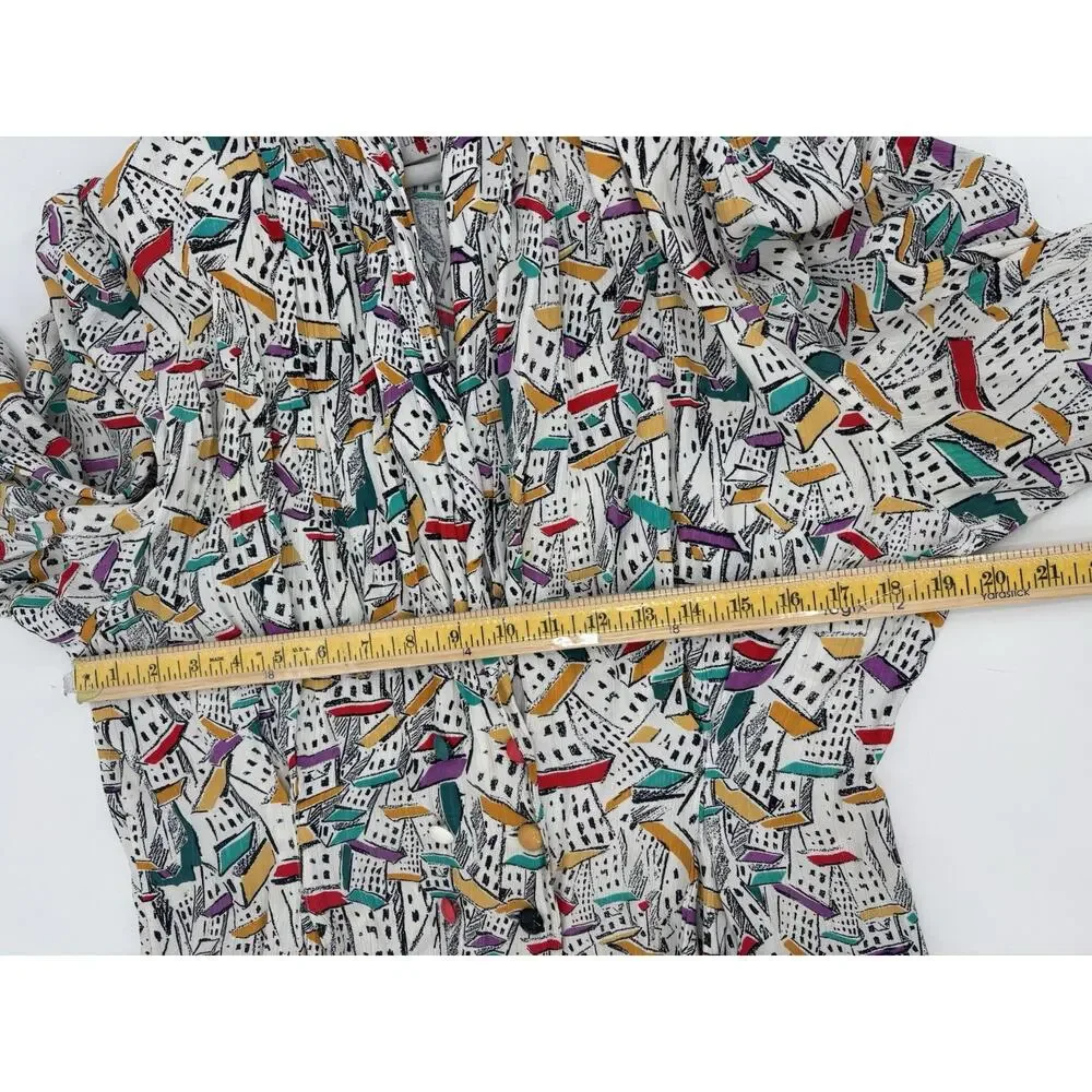 Minx Vintage Jacket Skirt Set Womens 34 / 38 White House Print Crepe Pleated